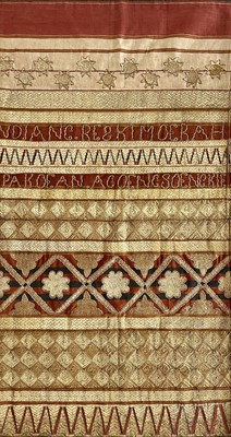 Lot 312 - A embroidered wedding sarong, with gold metal thread, Lampung, Sumatra, Indonesia.