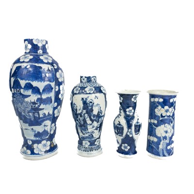 Lot 242 - Four Chinese prunus pattern vases, late 19th century.