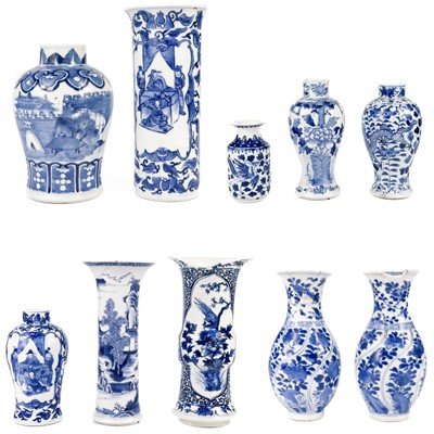 Lot 243 - Ten Chinese blue and white porcelain vases, 19th century.