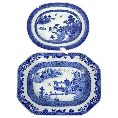 Lot 246 - A Chinese export blue and white porcelain octagonal meat dish, 18th century,.