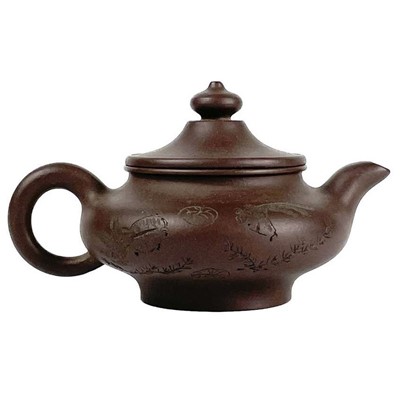 Lot 252 - A Chinese Yixing pottery teapot.