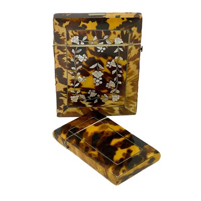 Lot 62 - A Victorian tortoiseshell card case.