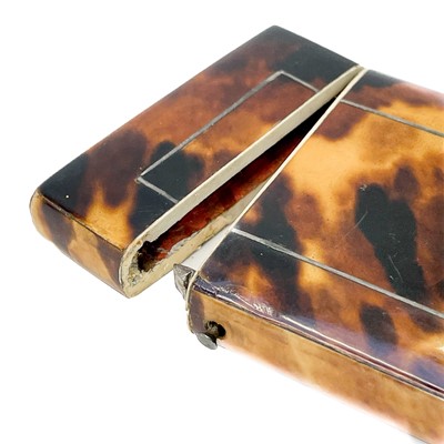 Lot 62 - A Victorian tortoiseshell card case.