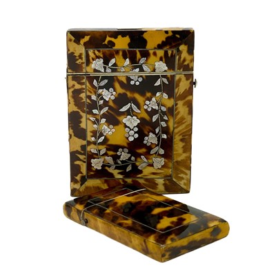 Lot 62 - A Victorian tortoiseshell card case.