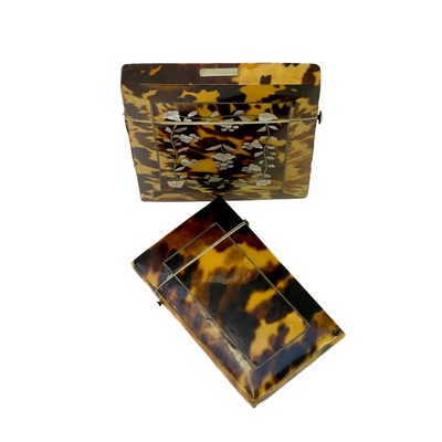 Lot 62 - A Victorian tortoiseshell card case.