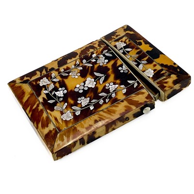 Lot 62 - A Victorian tortoiseshell card case.