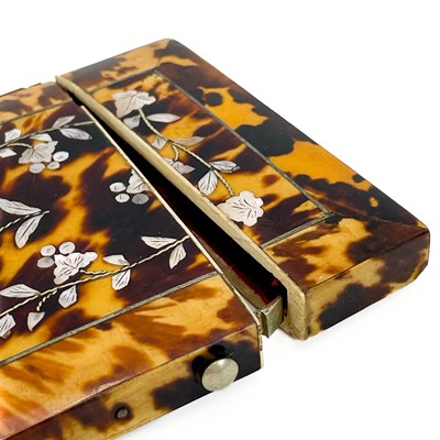 Lot 62 - A Victorian tortoiseshell card case.