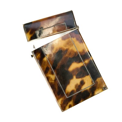 Lot 62 - A Victorian tortoiseshell card case.