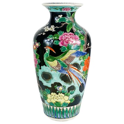 Lot 256 - A Chinese famille noire porcelain vase, late 19th century.