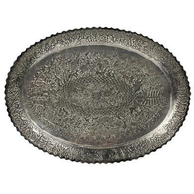 Lot 5 - An Indian silver oval tray, circa 1900,.