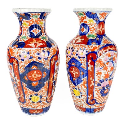 Lot 259 - A pair of Japanese Imari porcelain vases, circa 1900,.