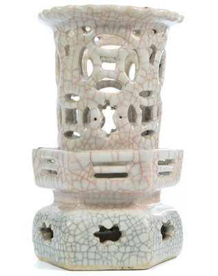 Lot 260 - A Chinese crackle glazed lamp, Song Dynasty style.