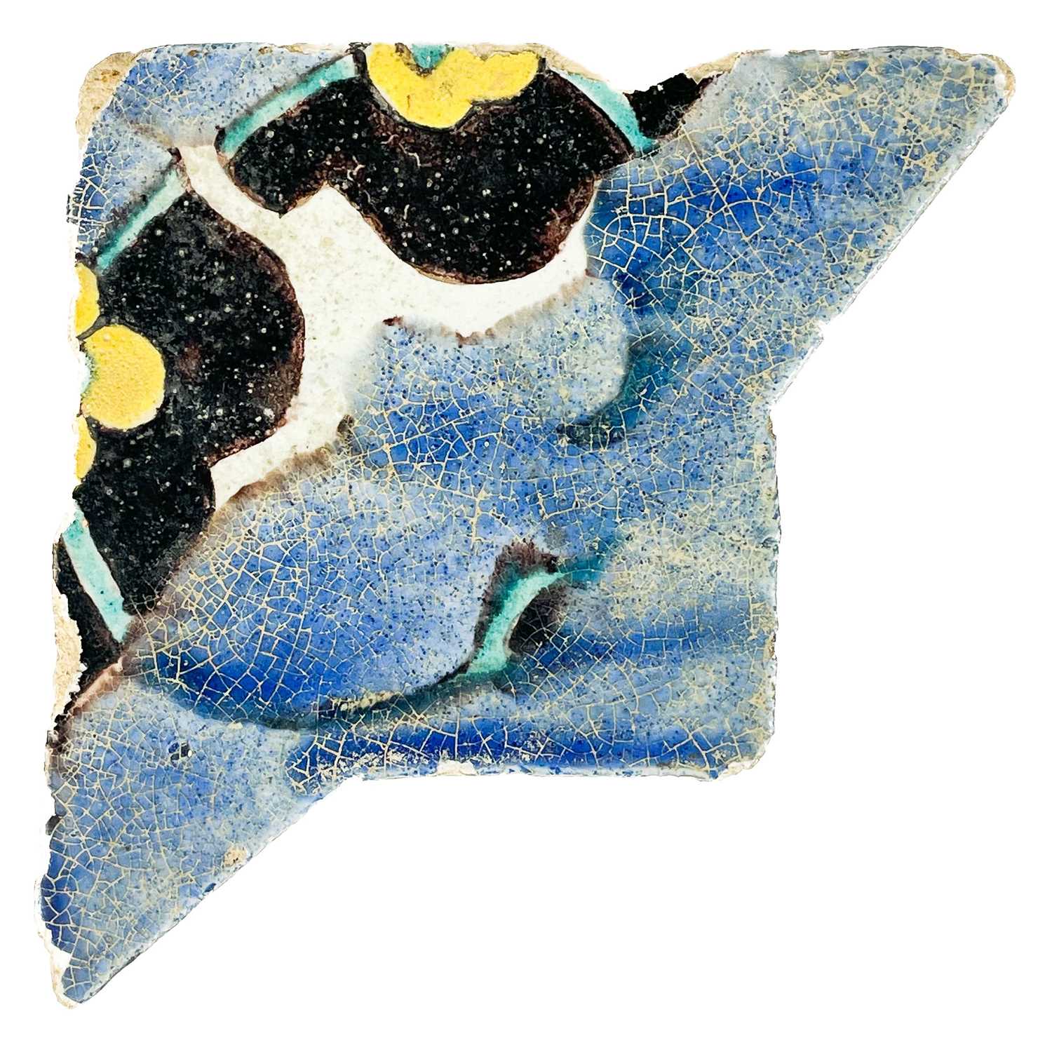Lot 7 - An early Persian tile fragment, Isfahan, probably 12th century.