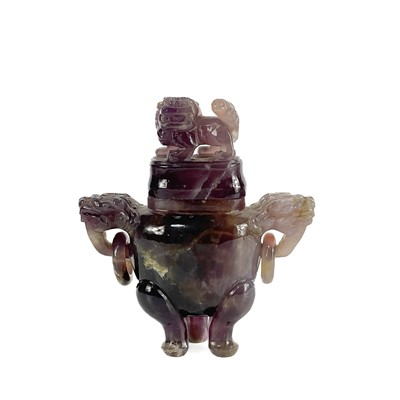 Lot 263 - A Chinese carved amethyst model of a censer.