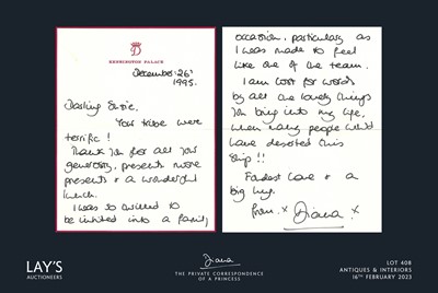 Lot 408 - Diana, The Princess of Wales, signed letter...