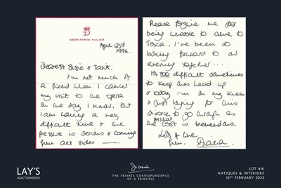 Lot 416 - Diana - The Private Correspondence of a Princess