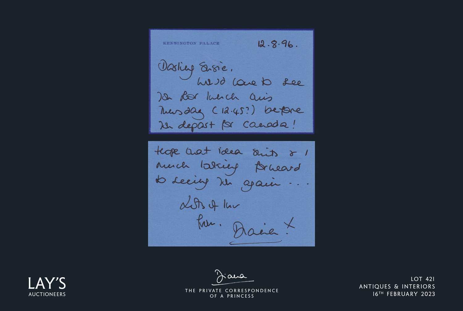 Lot 421 - Diana - The Private Correspondence of a Princess