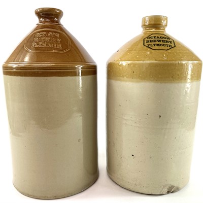 Lot 177 - Two octagon brewery stoneware flagons.