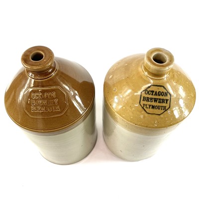 Lot 177 - Two octagon brewery stoneware flagons.