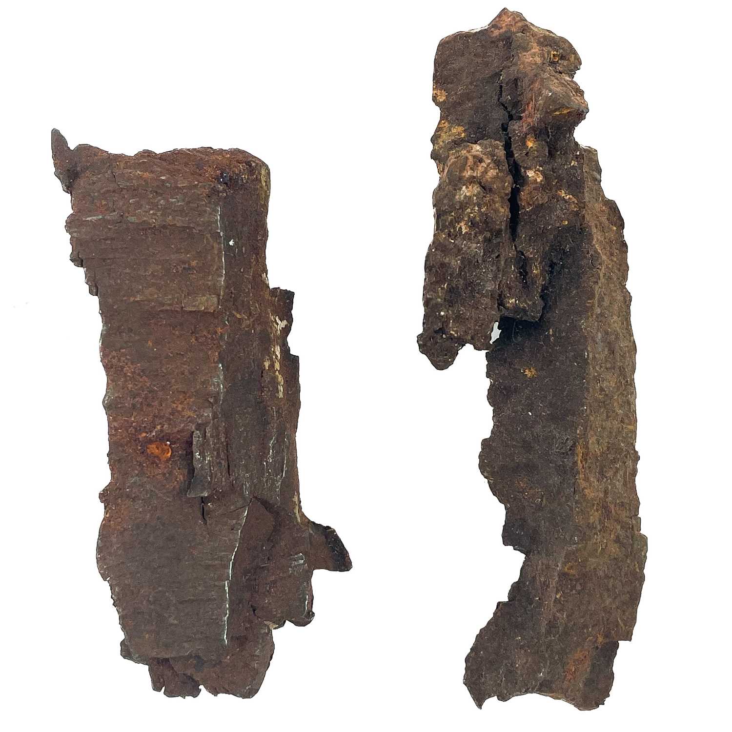 Shrapnel Example Image Lot 184 - Two pieces of shrapnel from the shelling of