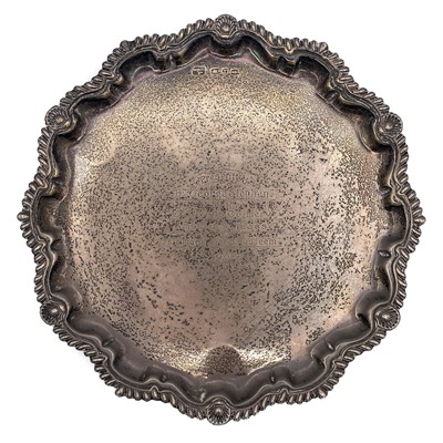 Lot 208 - A Victorian silver card tray.