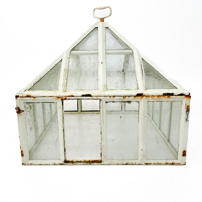 Lot 617 - A white painted and glazed garden lantern cloche.