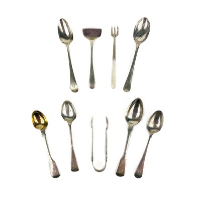 Lot 235 - A selection of six George III and later silver hallmarked teaspoons.