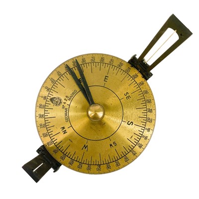 Lot 486 - A Geomar Madrid azimuth circle compass with sight vanes No 425.