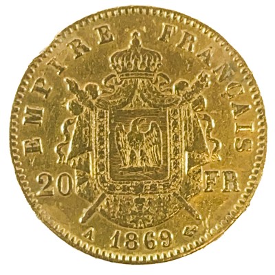 Lot 153 - France Gold 20 Franc 1869 Coin