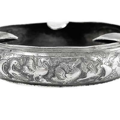 Lot 31 - A Persian silver ashtray, late 19th century, signed.