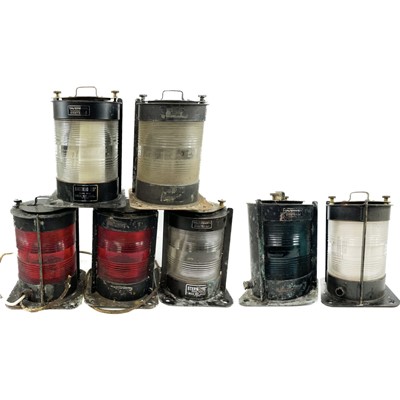 Lot 490 - A collection of seven various Tavernier Oostende ships lanterns.