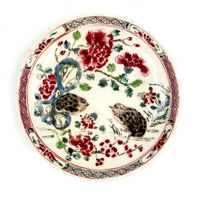 Lot 140 - A Chinese famille rose porcelain saucer dish, late 18th century.