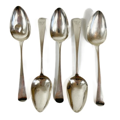 Lot 160 - A set of five George III silver table spoons by Peter & William Bateman.