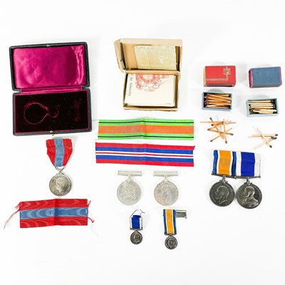 Lot 402 - Medals - World War One/Two Group of 4 Medals Plus 2 Miniatures plus an Imperial Service Medal.