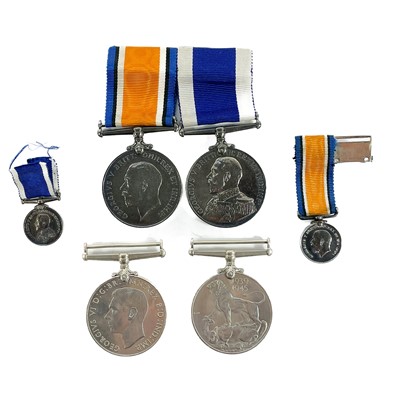 Lot 402 - Medals - World War One/Two Group of 4 Medals Plus 2 Miniatures plus an Imperial Service Medal.