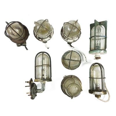 Lot 500 - Eight marine bulkhead light fittings.