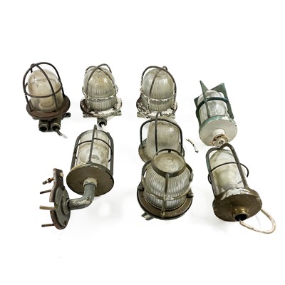 Lot 500 - Eight marine bulkhead light fittings.