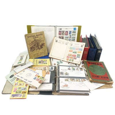 Lot 519 - A "Glory Box" of Mixed Stamp Albums, First Day Covers, Stamp Packets etc.