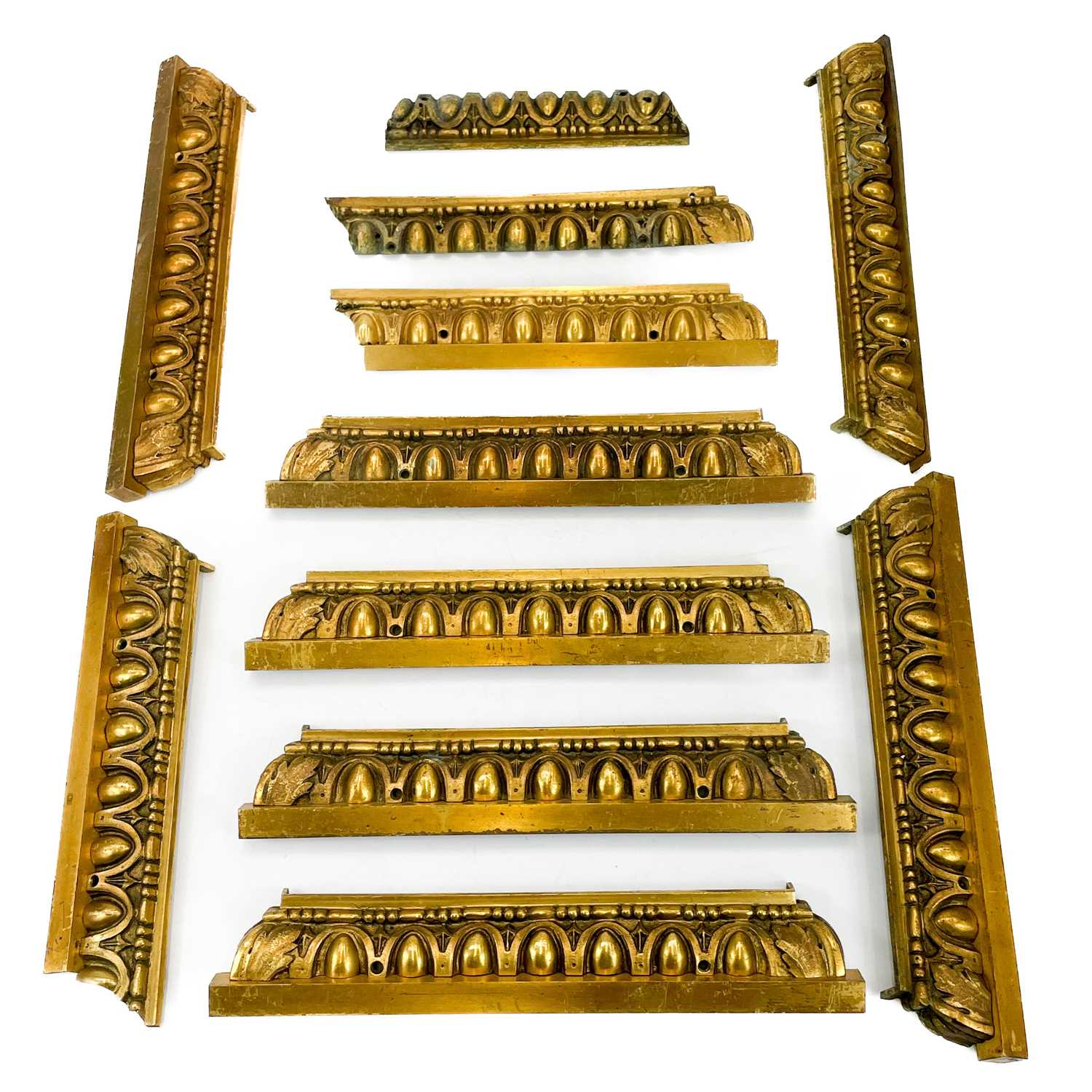 Lot 148 - Eleven decorative brass moulding sections/