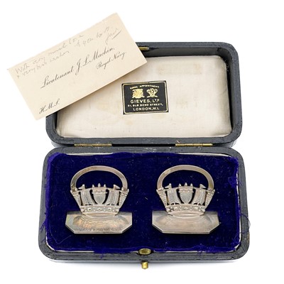 Lot 331 - A pair of George V silver menu holders by John William Barrett