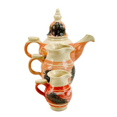 Lot 892 - Three Boscastle pottery teapots with other Boscastle pottery items.