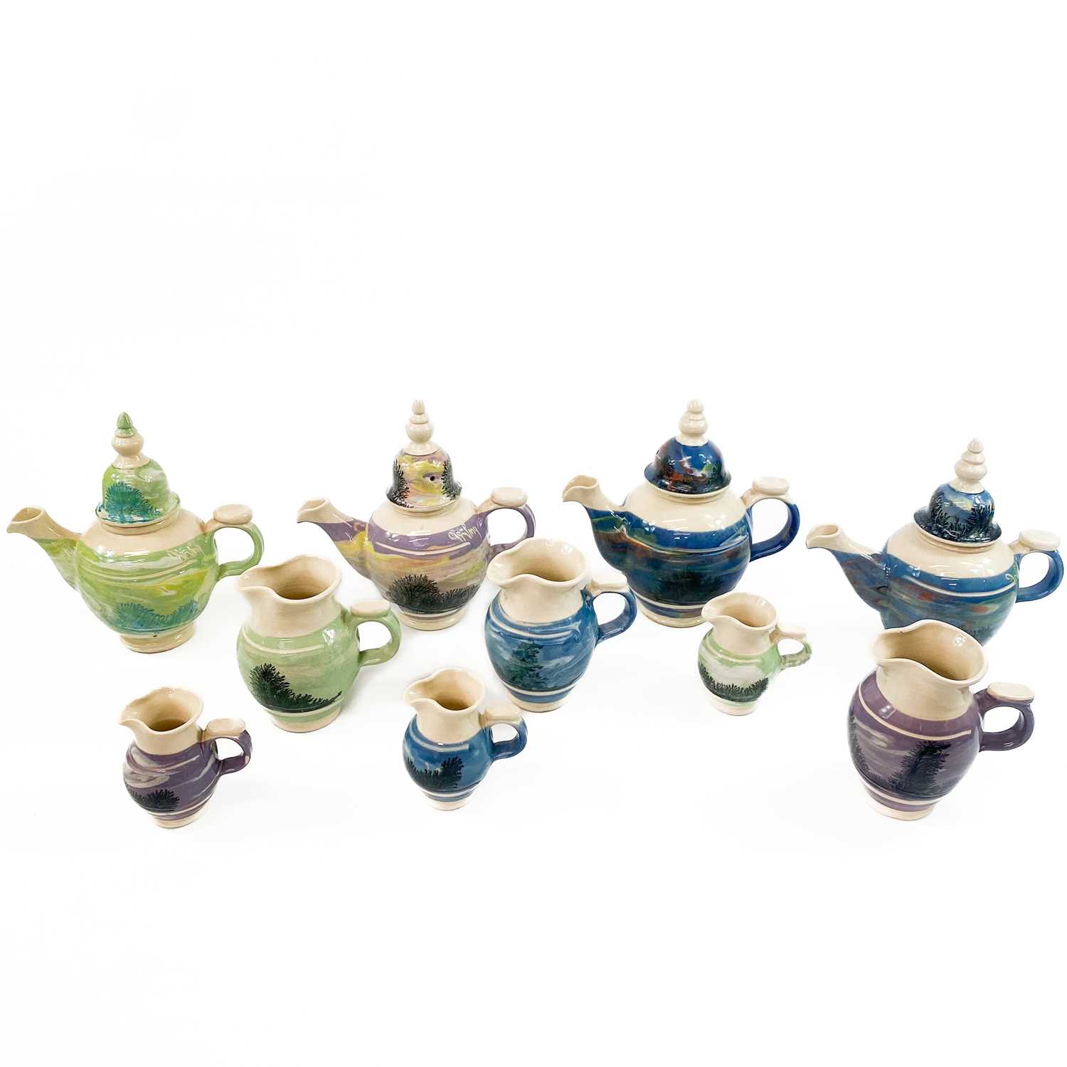 Lot 893 - Four Boscastle pottery teapots along with other Boscastle pottery items.