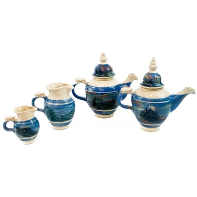 Lot 893 - Four Boscastle pottery teapots along with other Boscastle pottery items.