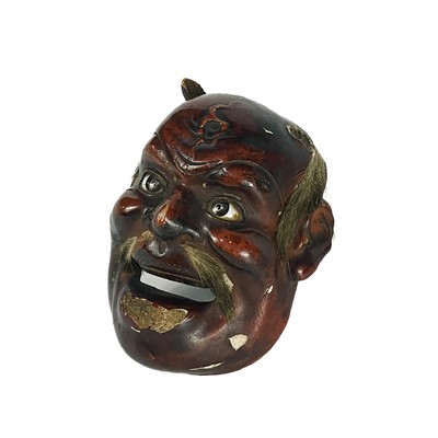 Lot 41 - A small Japanese lacquered wood Noh mask, 19th century.