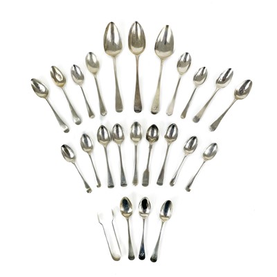 Lot 259 - A collection of George III and later silver spoons.