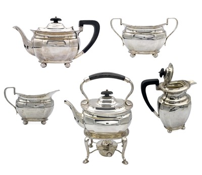 Lot 152 - A good silver five piece tea set by Harry Atkins.