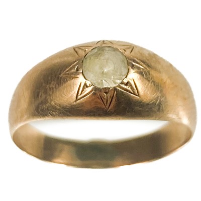 Lot 215 - A 14ct rose gold white stone gypsy set ring.