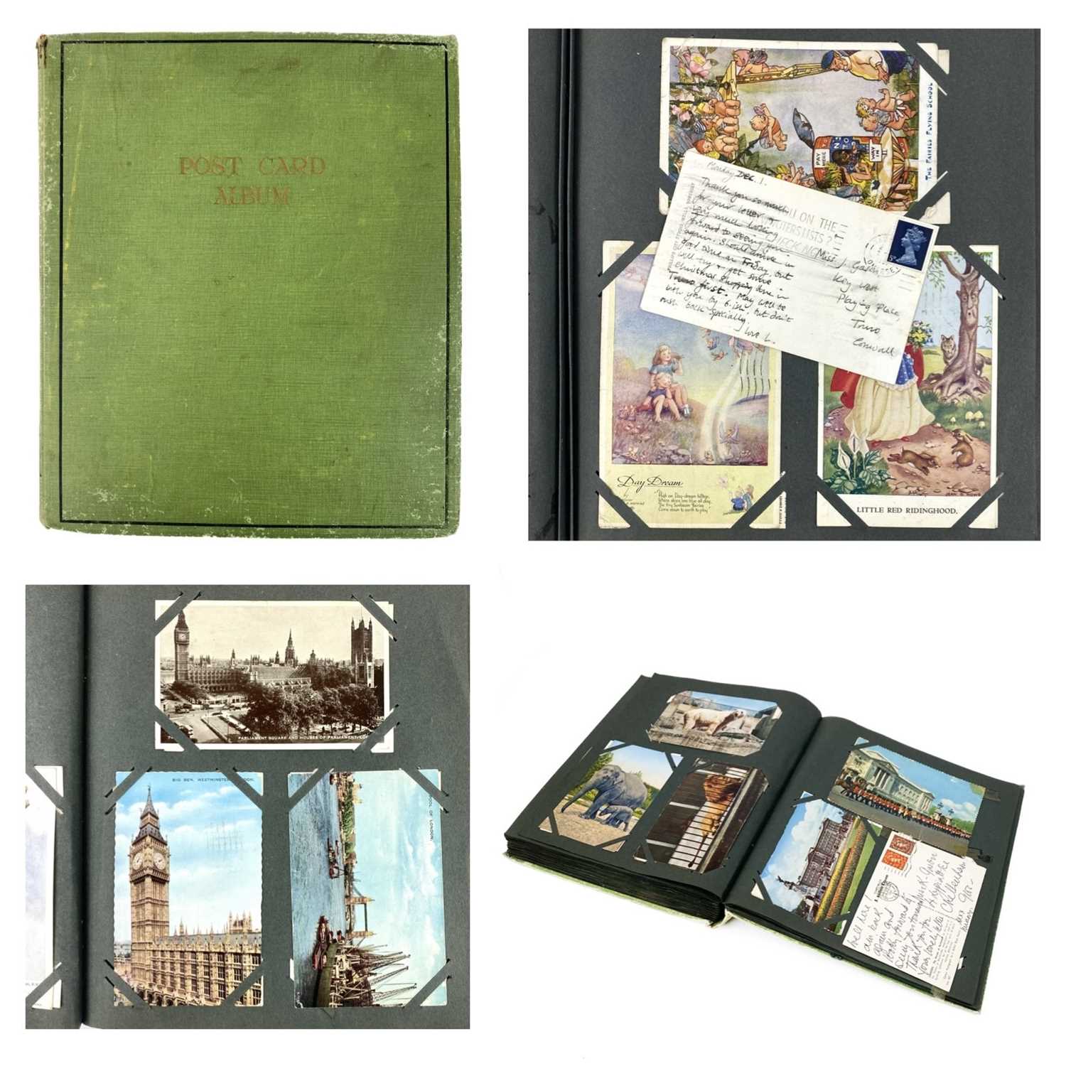 Lot 909 - Green Vintage Postcards Album - containing mostly subject cards.