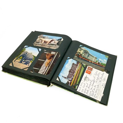 Lot 909 - Green Vintage Postcards Album - containing mostly subject cards.