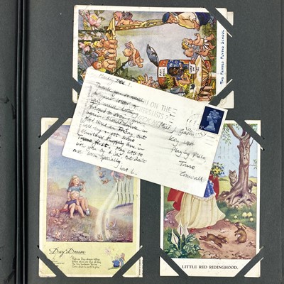 Lot 909 - Green Vintage Postcards Album - containing mostly subject cards.